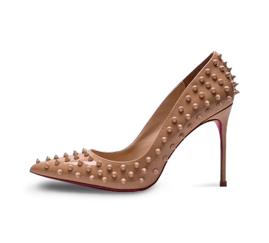 Spikes Pink Sole High Heel Pumps Nude Patent Leather / 8.5US/39EU/40CN | by Kaitlyn Pan | Pumps