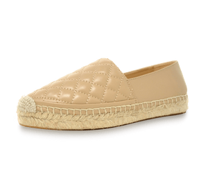Quilted Leather Espadrille Slip-On Flats - Kaitlyn Pan Shoes