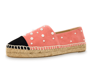 Valerie Suede Espadrille Slip-On with Pearls - Kaitlyn Pan Shoes